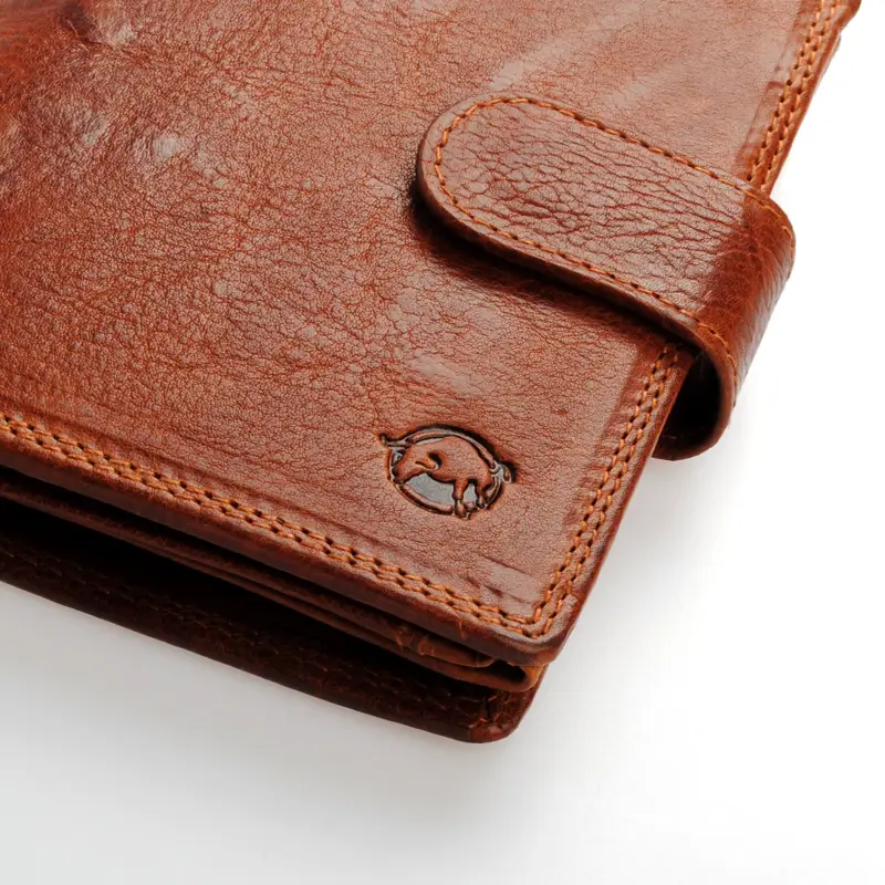 Velká cognac pánská kožená peněženka se zápinkou DIVOKY BYK