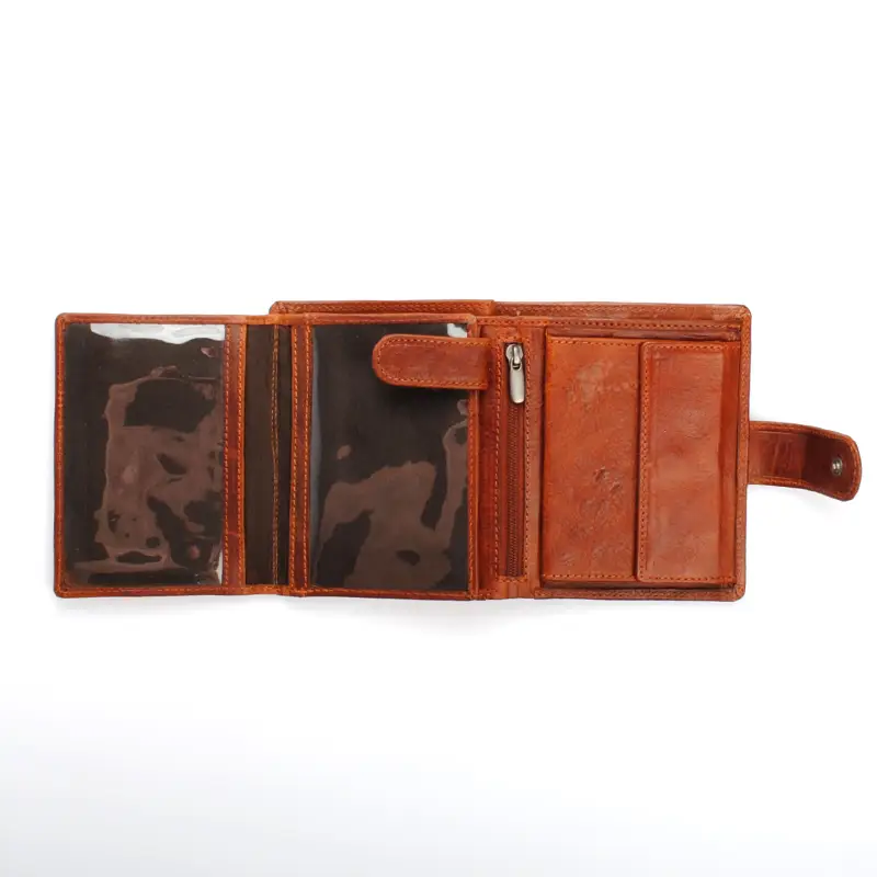 Velká cognac pánská kožená peněženka se zápinkou DIVOKY BYK