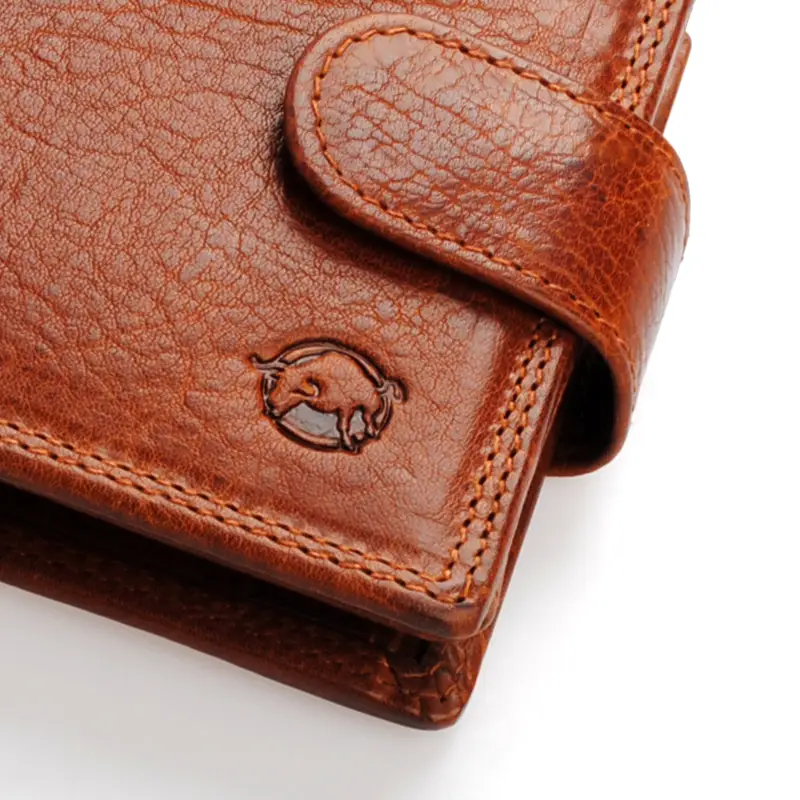 Velká cognac pánská kožená peněženka se zápinkou DIVOKY BYK