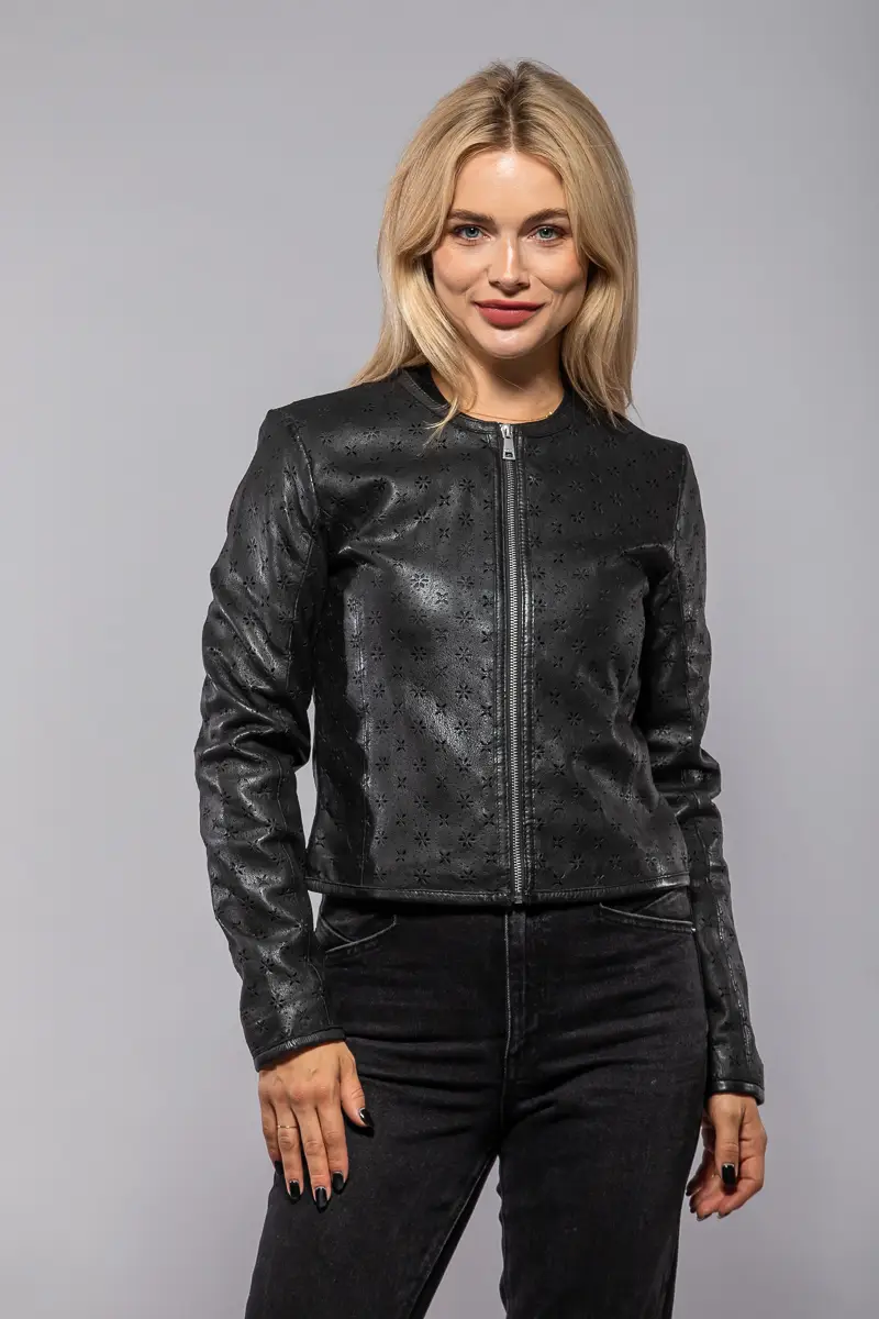 Dámská perforovaná kožená bunda