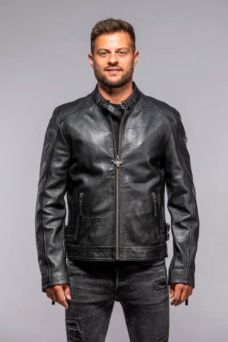 Pánská černá kožená bunda