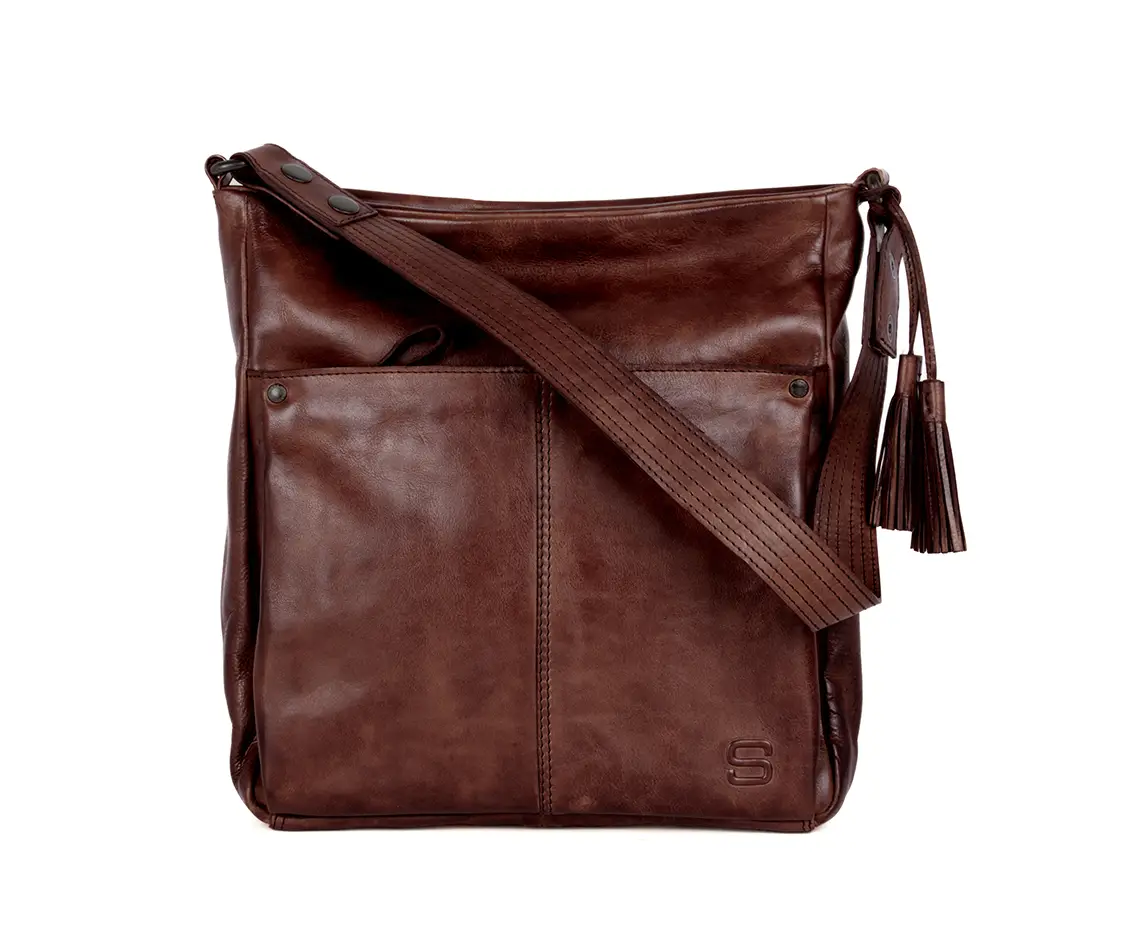 Hnědé kožene crossbody 58717267