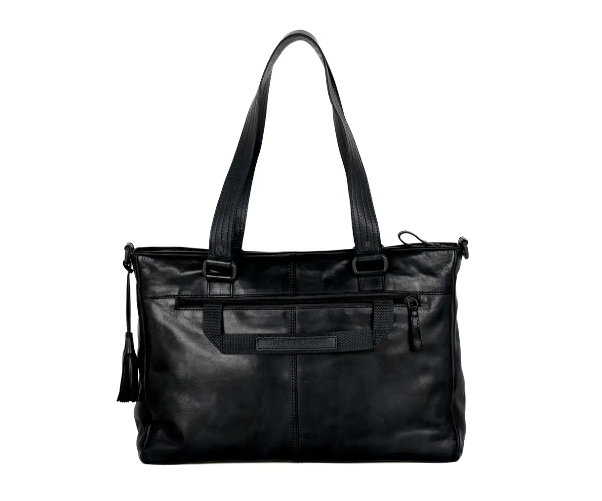 Praktická černá kožená taška na laptop SPIKES & SPARROW 