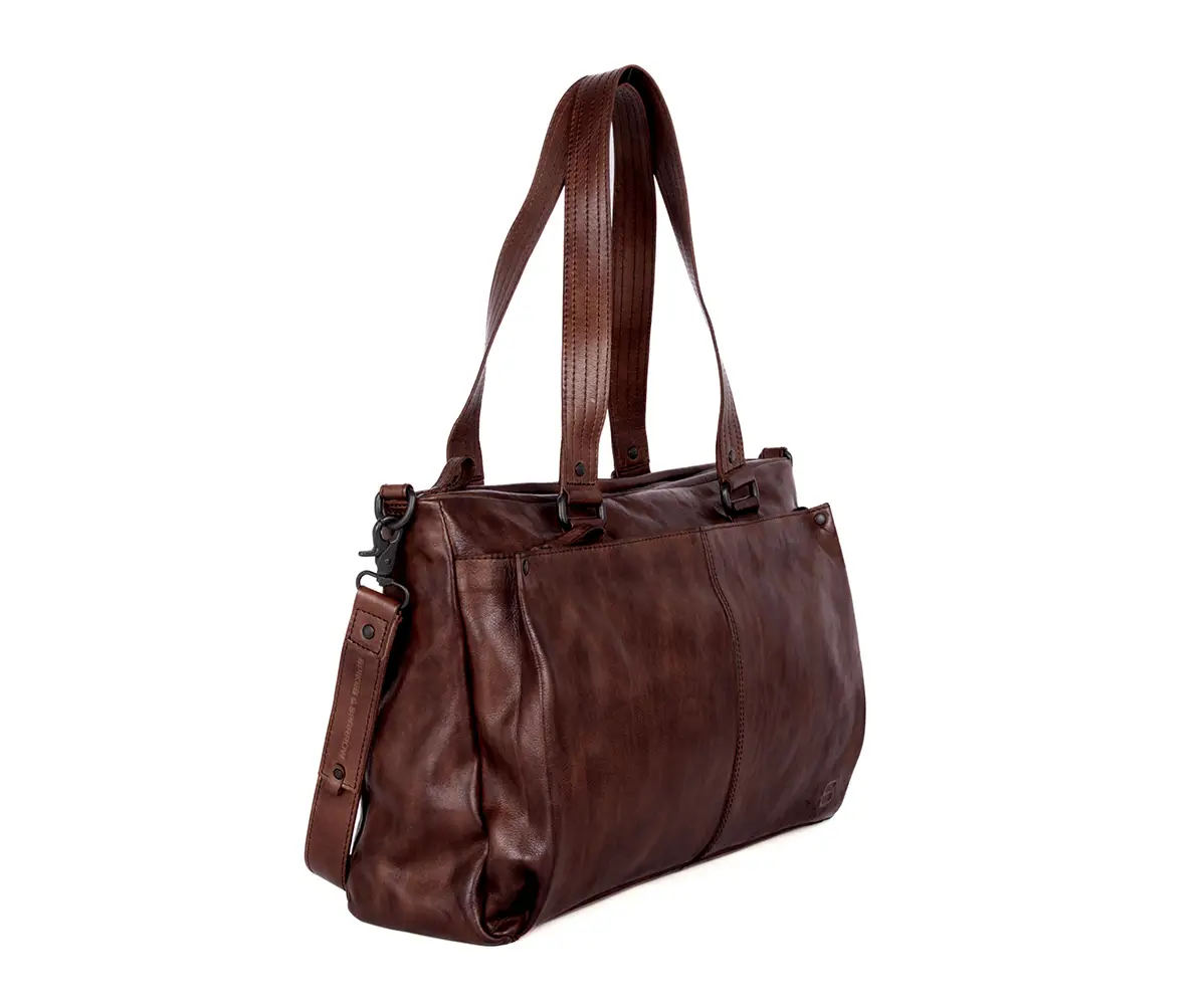 Praktická hnědá kožená taška na laptop SPIKES & SPARROW 