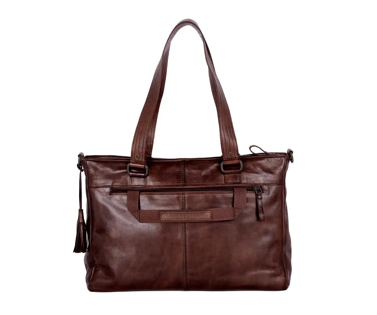 Praktická hnědá kožená taška na laptop SPIKES & SPARROW 