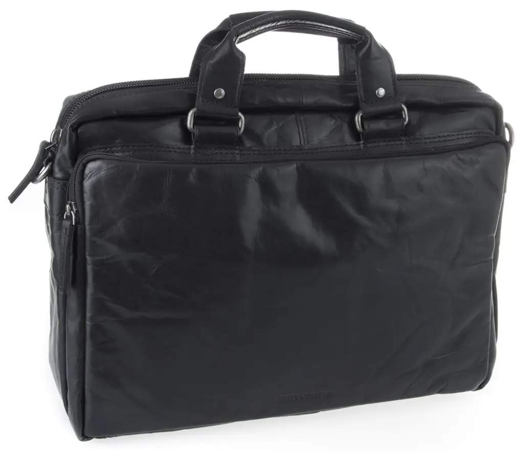 Černá kožená aktovka, brašna