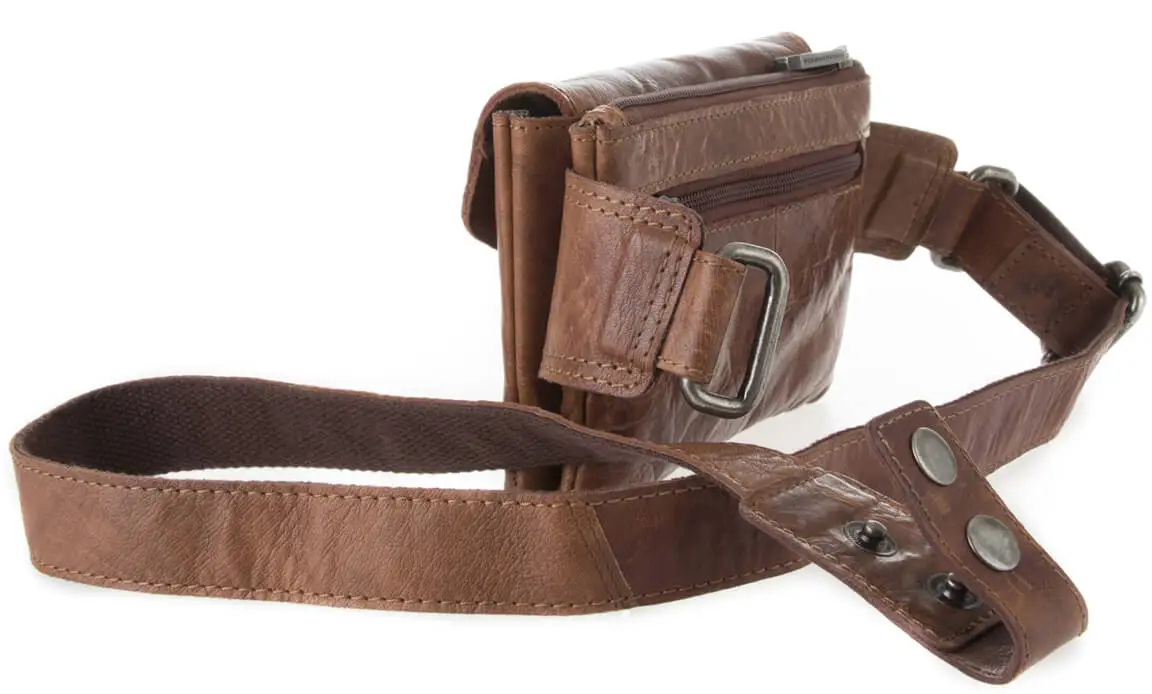 Tmavě hnědá unisex kožená ledvinka SPIKES & SPARROW