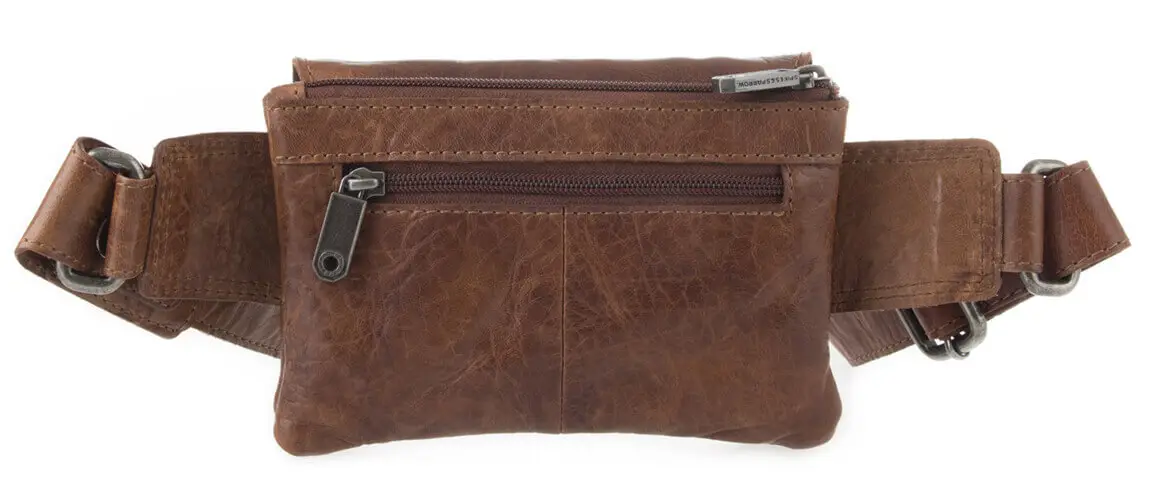 Tmavě hnědá unisex kožená ledvinka SPIKES & SPARROW