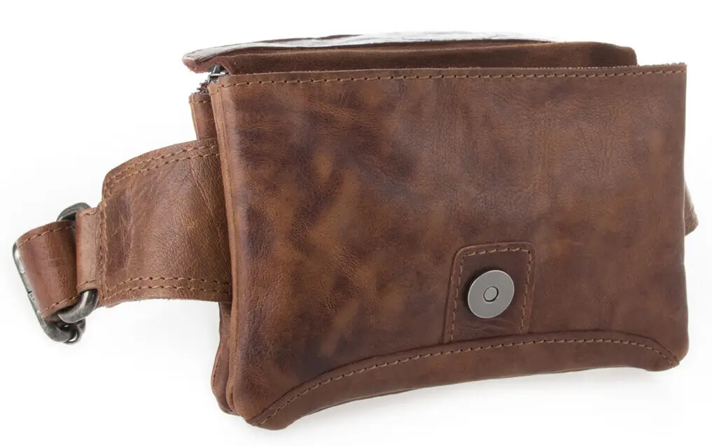 Tmavě hnědá unisex kožená ledvinka SPIKES & SPARROW