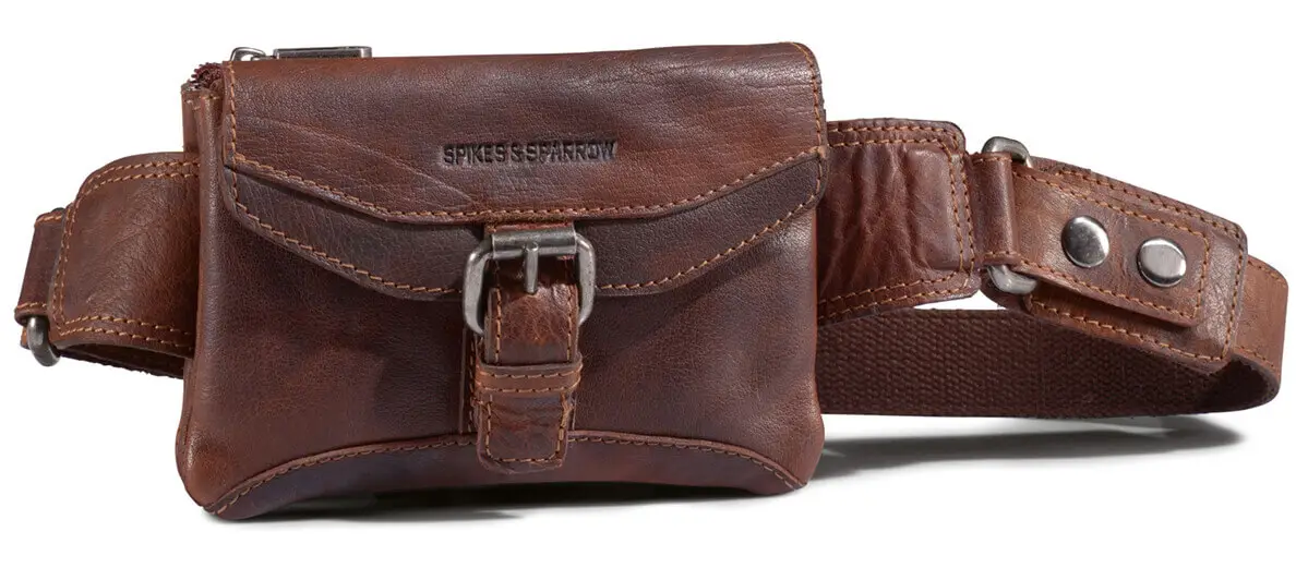 Hnědá kožená unisex ledvinka SPIKES & SPARROW
