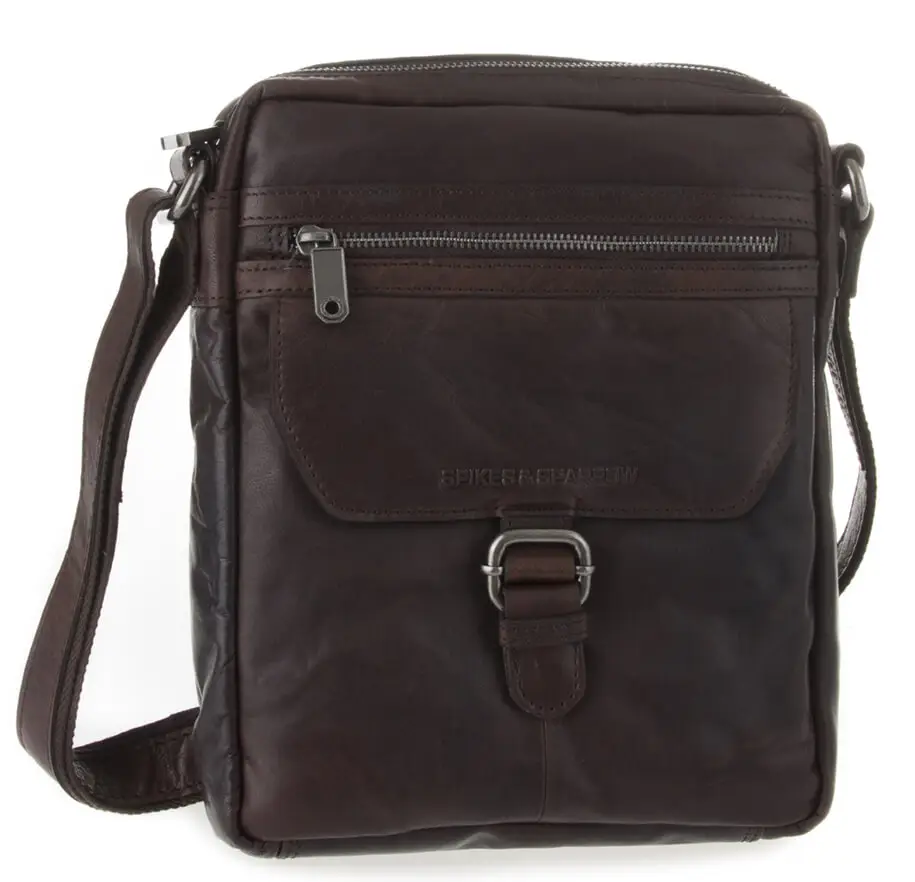 Tmavě hnědá kožená brašna