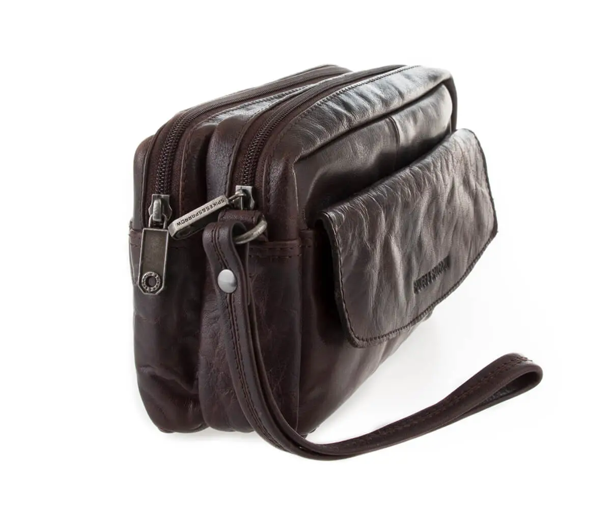 Tmavě hnědá kožená toaletní taška SPIKES & SPARROW
