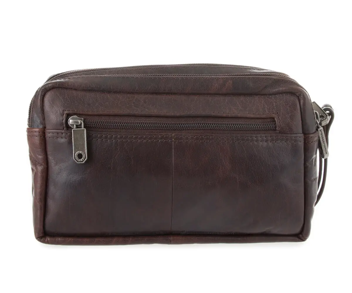 Tmavě hnědá kožená toaletní taška SPIKES & SPARROW