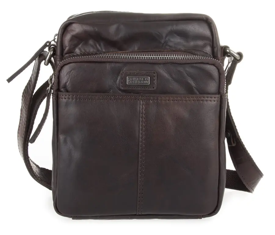 Tmavě hnědá kožená brašna